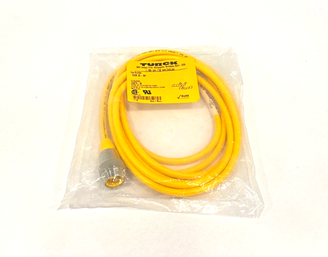 Turck RSM 30-3M Minifast Cable Cordset, 7/8" Male Connector, U2075-30, 1711M - Maverick Industrial Sales