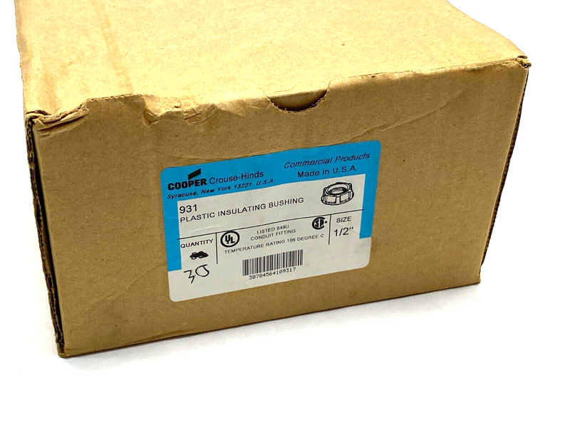 Cooper Crouse Hinds 931 Plastic Insulating Sealing Bushing GRAY 1/2" BOX OF 30 - Maverick Industrial Sales