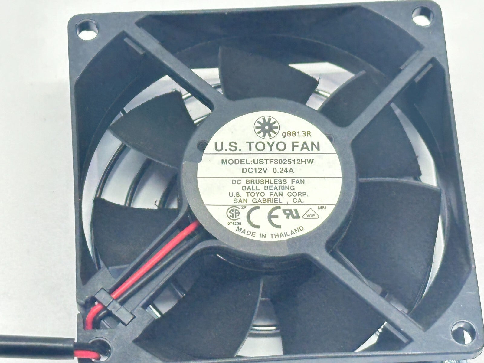 U.S. Toyo Fan USTF802512HW DC Brushless Fan 0.24A 12VDC - Used - Maverick Industrial Sales