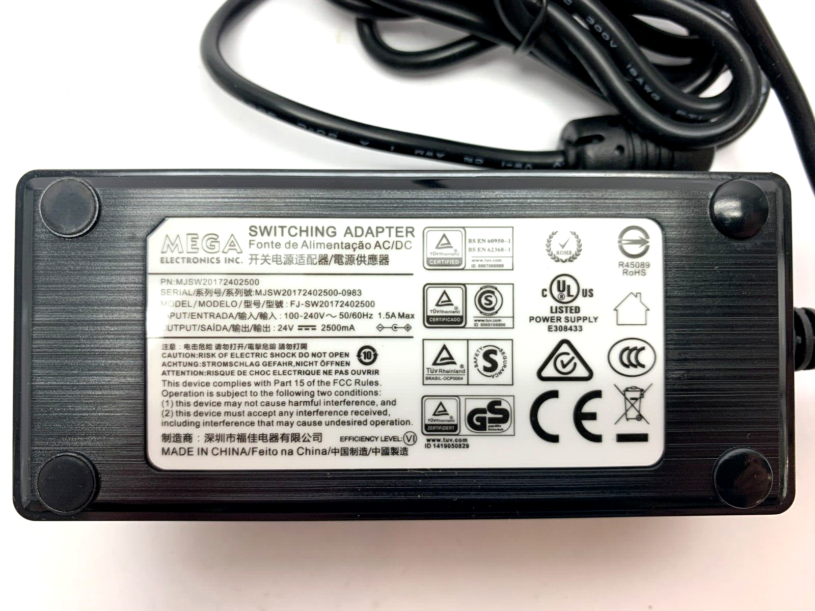 Does Not Apply | Mega Electronics MJSW20172402500-0983 AC/DC Power Supply ITE 1 Output 60W 24V - New – Open box - Maverick Industrial Sales