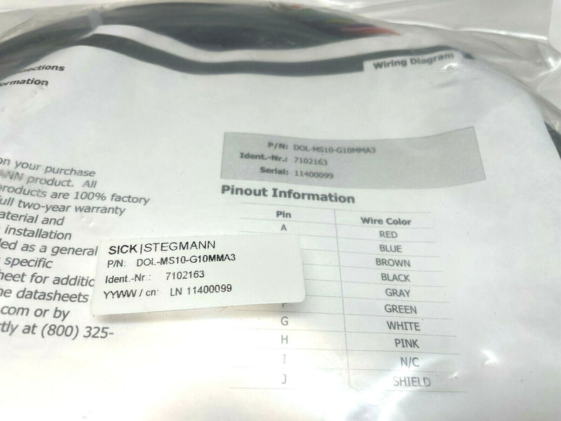 Sick DOL-MS10-G10MMA3 Encoder Cable, 7102163 - Maverick Industrial Sales