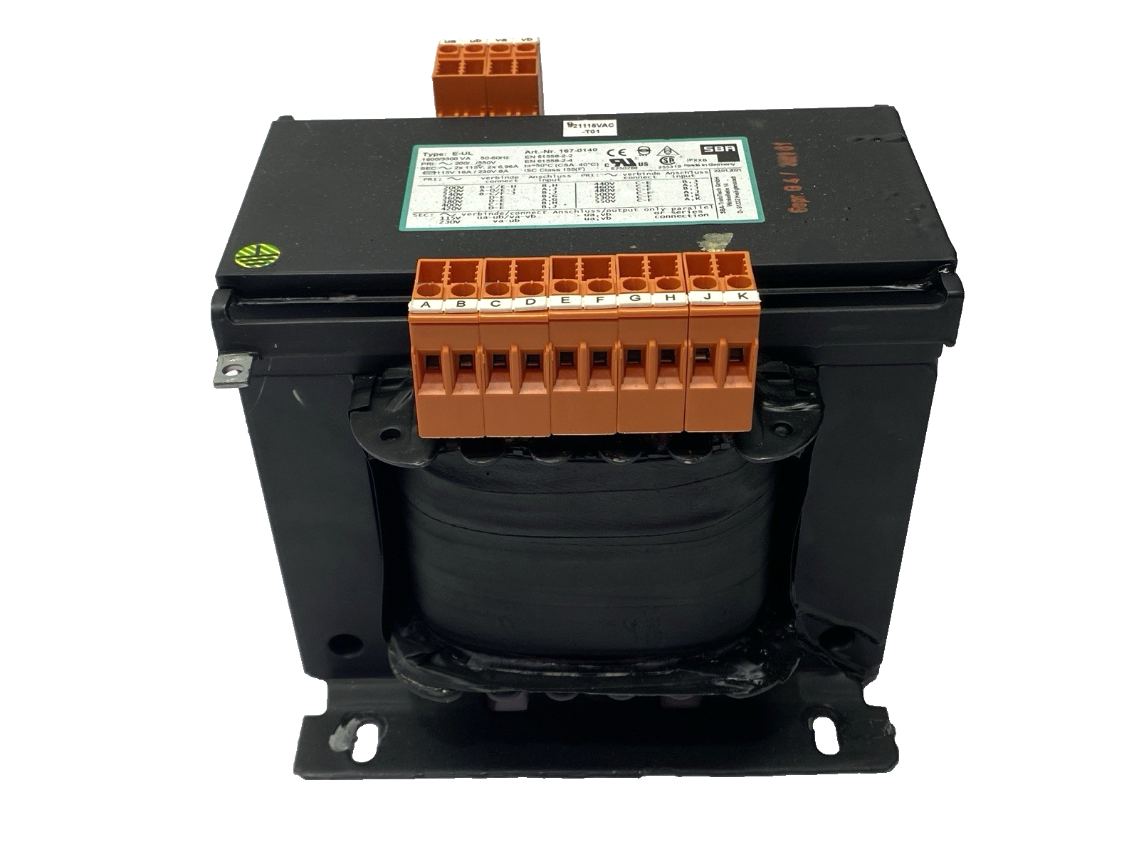 SBA 167-0140 Control Transformer E-UL 1600VA - Used - Maverick Industrial Sales