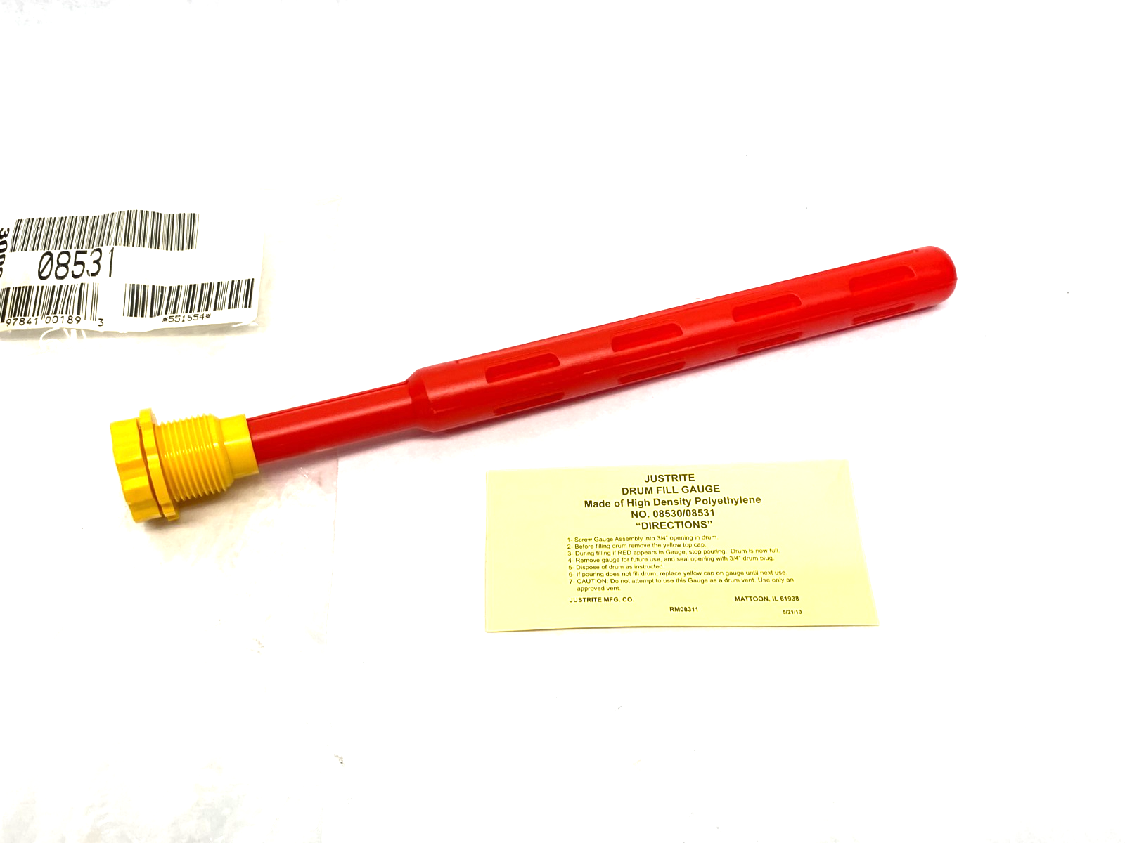 08531 | Justrite Vertical Drum Fill Pop Up Gage 3/4" Diameter, 11" Length - New - Maverick Industrial Sales