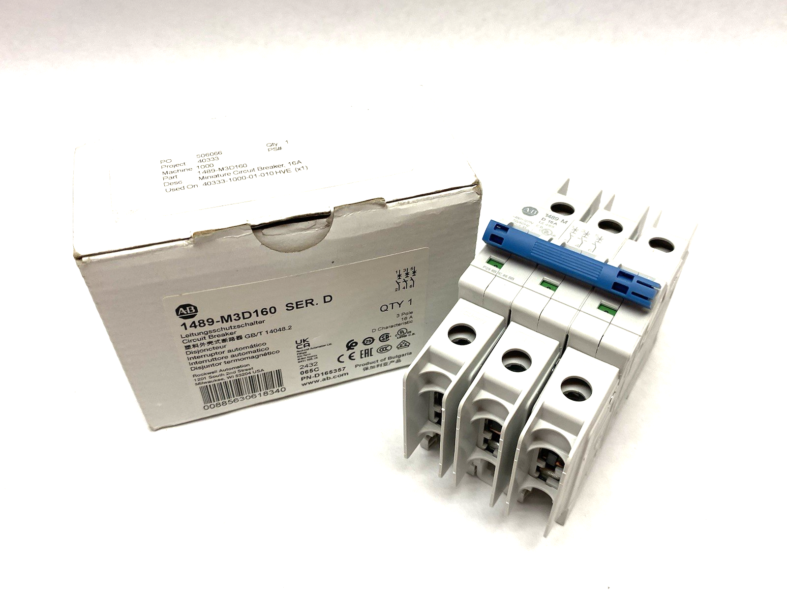 Allen Bradley 1489-M3D160 Ser. D Circuit Breaker 3-Pole 16A - Maverick Industrial Sales