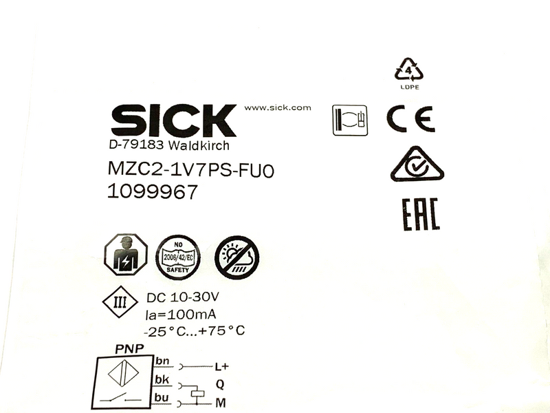 Sick MZC2-1V7PS-FU0 Magnetic Cylinder Sensor C-Slot 1099967 - Maverick Industrial Sales