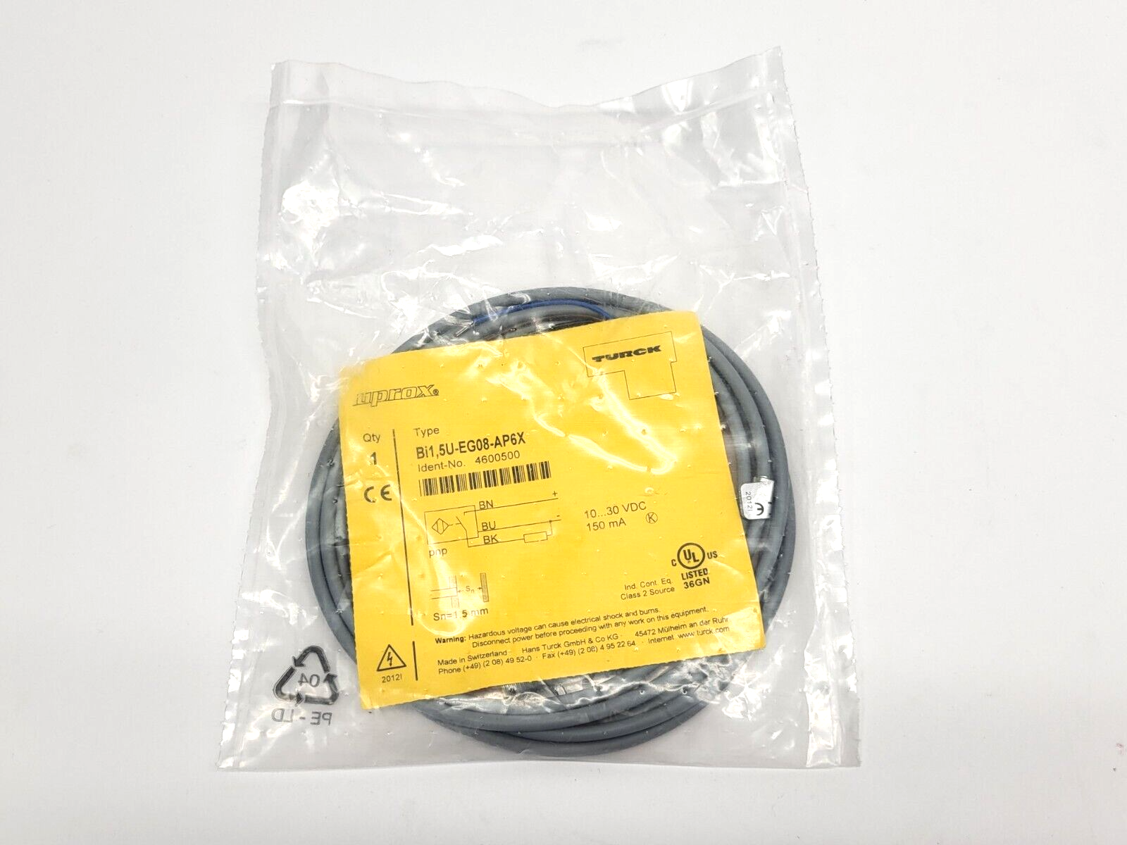 Turck Bi1, 5U-EG08-AP6X Proximity Sensor 4600500 - Maverick Industrial Sales