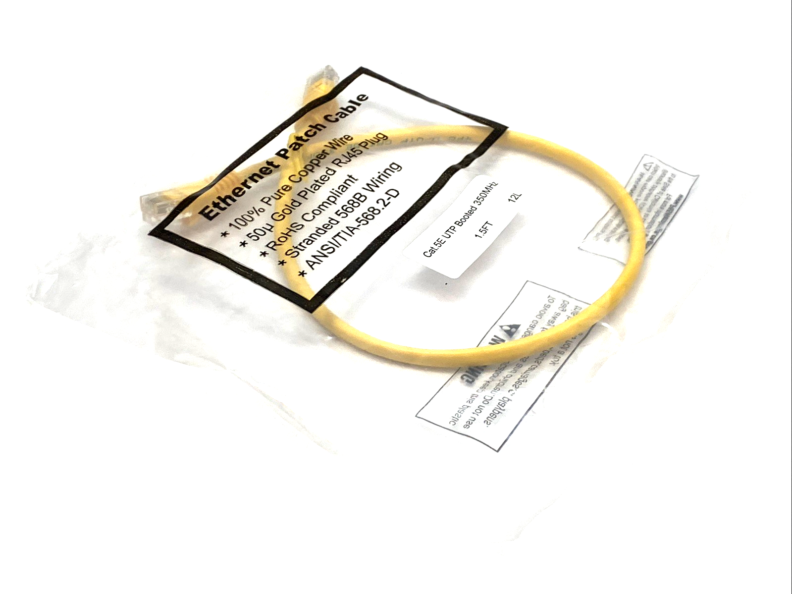 Cat5e UTP Ethernet Patch Cable 1.5 FT 350 MHz RJ45 Booted LAN Cord LOT OF 10 - Maverick Industrial Sales