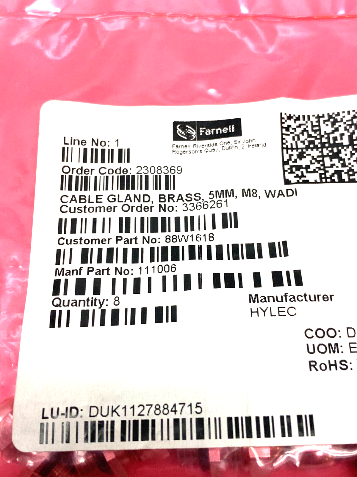 Hylec 111006 Nickel Plated Brass Cable Gland 5mm M8 WADI PKG OF 8 - Maverick Industrial Sales