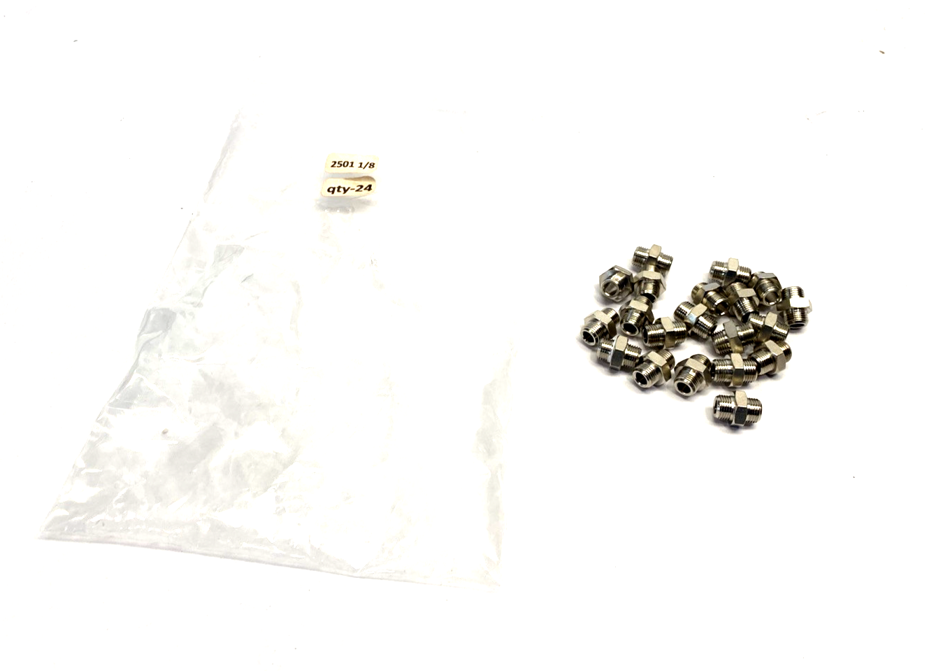 Camozzi 2501 1/8 Metric-BSP Nipple 1/8" x 1/8" 13 MM Wrench Size LOT OF 20 - Maverick Industrial Sales