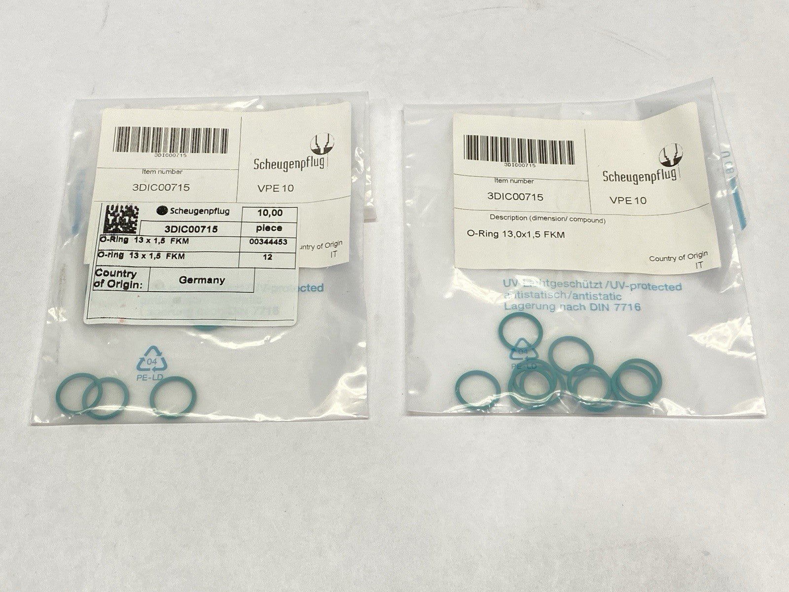 Scheugenpflug 3DIC00715 O-Ring VPE 10 13,0 x 1,5 FKM LOT OF 15 - Maverick Industrial Sales