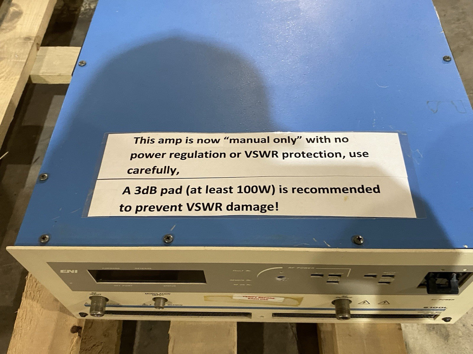 6100L-01 | ENI RF Amplifier Unit 400-1000MHz, 100W - Used - Maverick Industrial Sales