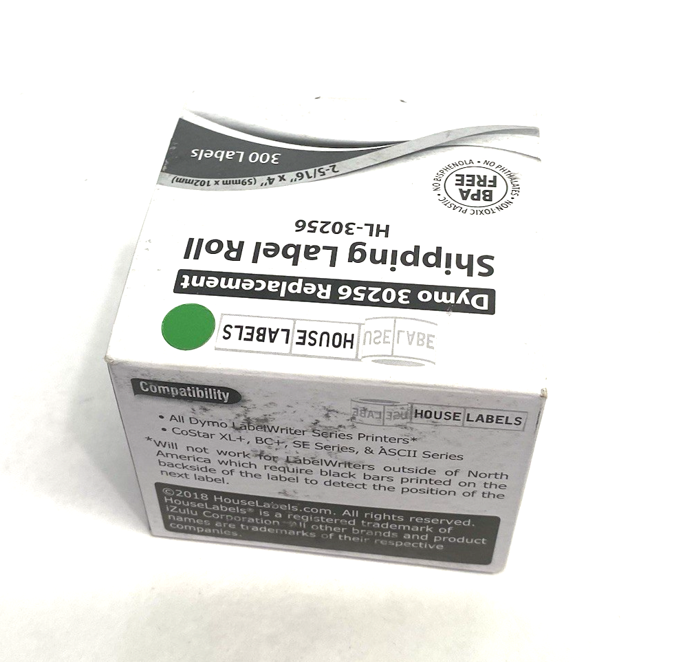 30256 | House Labels Dymo Replacement Label Roll Green 2-5/16" 300-LABELS - New - Maverick Industrial Sales