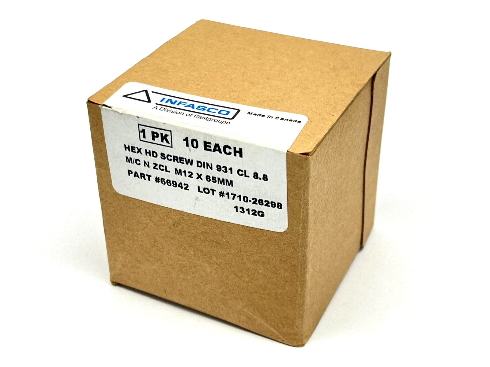 Infasco 66942 Hex HD Screw DIN 931 CL 8.8 M/C N ZCL M12x65mm BOX OF 10 - Maverick Industrial Sales