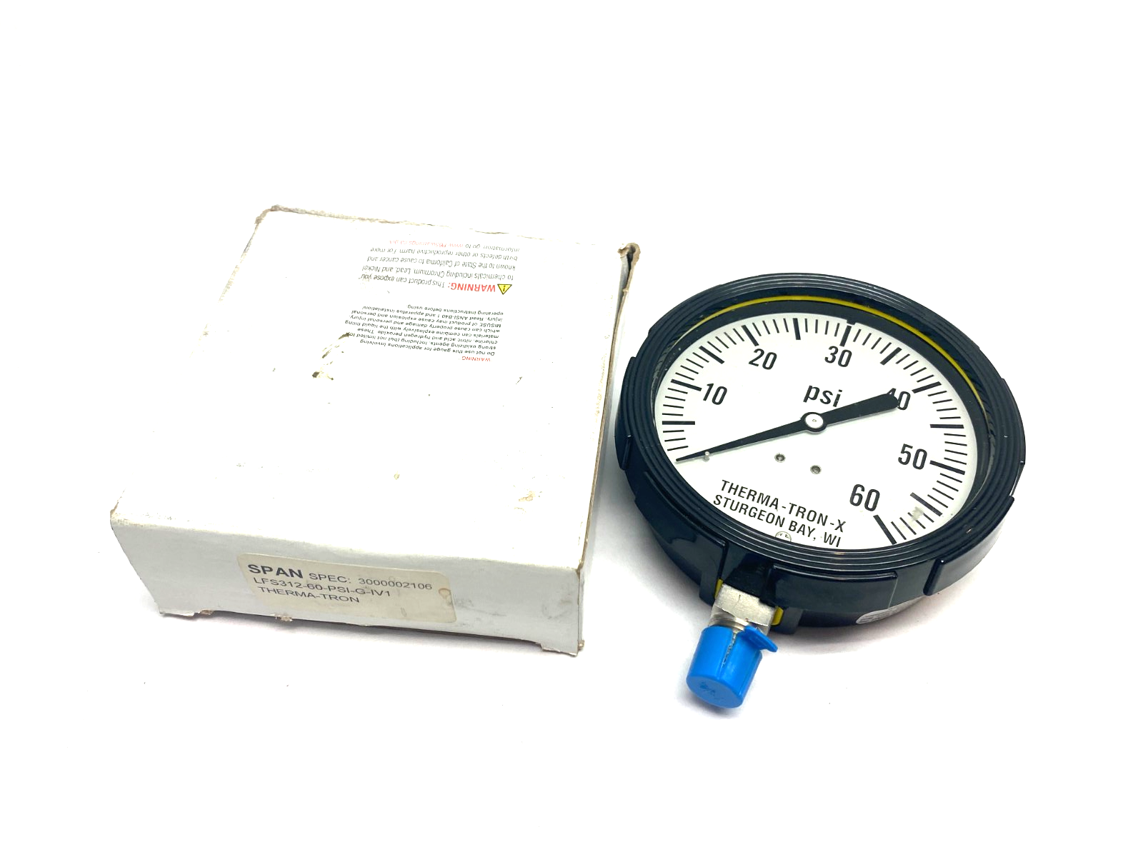 Therma Tron X LFS312-60-PSI-G-IV1 SPAN Pressure Gauge 0-60psi 3.5" Dia - New – Open box - Maverick Industrial Sales