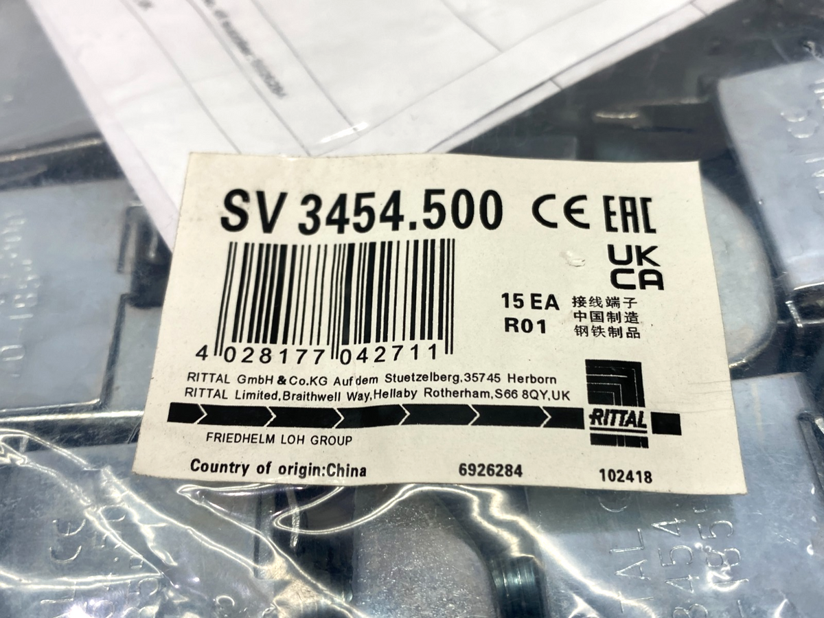 SV 3454500 | Rittal Conductor Terminal, Carbon Steel, Zinc-Plated, PACK OF 15 - New - Maverick Industrial Sales