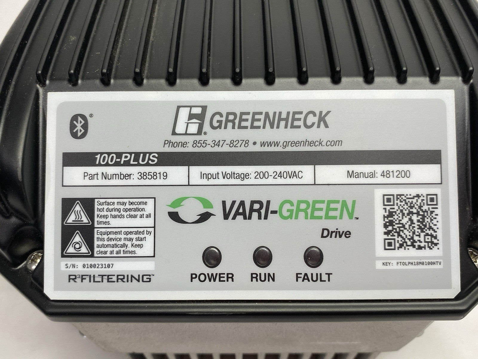 VGD-100PLUS-200-8-F | Greenheck Vari-Green Drive, Franklin, VFD 100Plus 385819 - Used - Maverick Industrial Sales