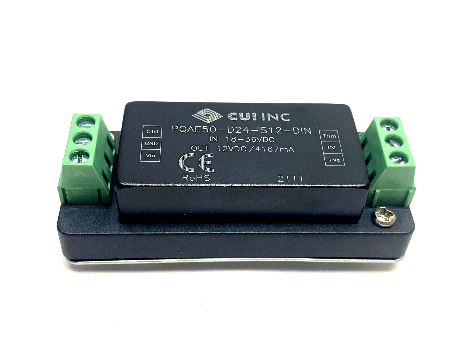 PQAE50-D24-S12-DIN | CUI DC/DC Din Rail Power Supply 18-36VDC In 12VDC 50W Out - Used - Maverick Industrial Sales