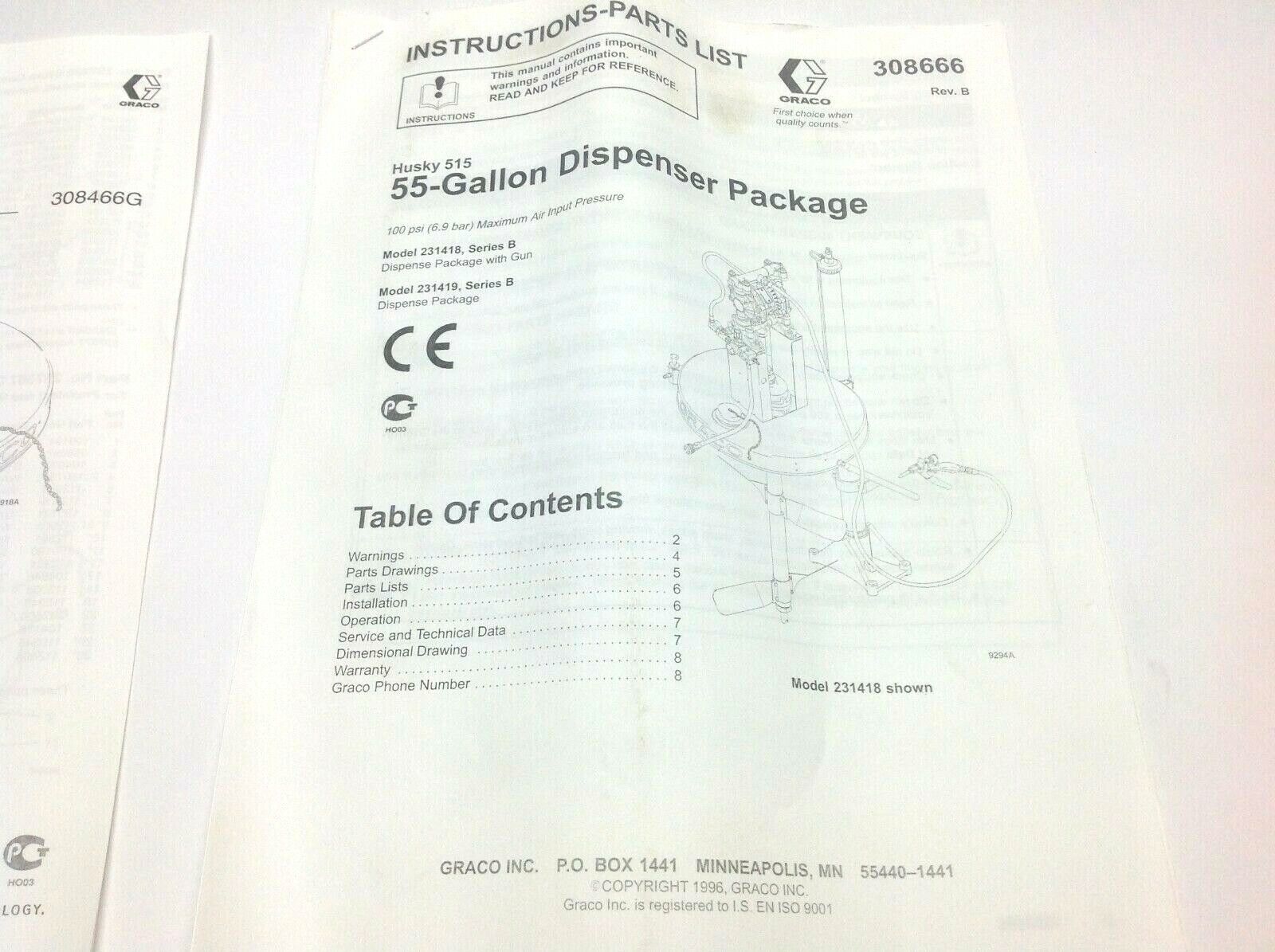 Graco 308666, 308466G, 309881ZAC, and 308609P Instruction / Parts Manuals - Maverick Industrial Sales