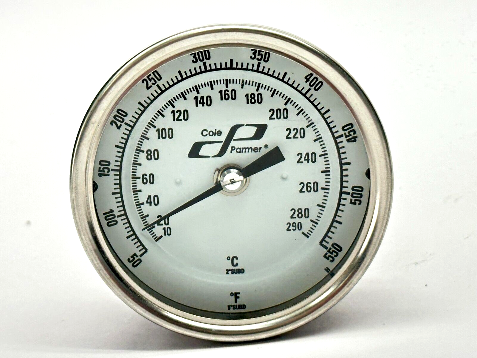 Cole Parmer Temperature 3" Gauge 50-550 Fahrenheit 10-290 Celsius 5-3/8" Probe - Maverick Industrial Sales