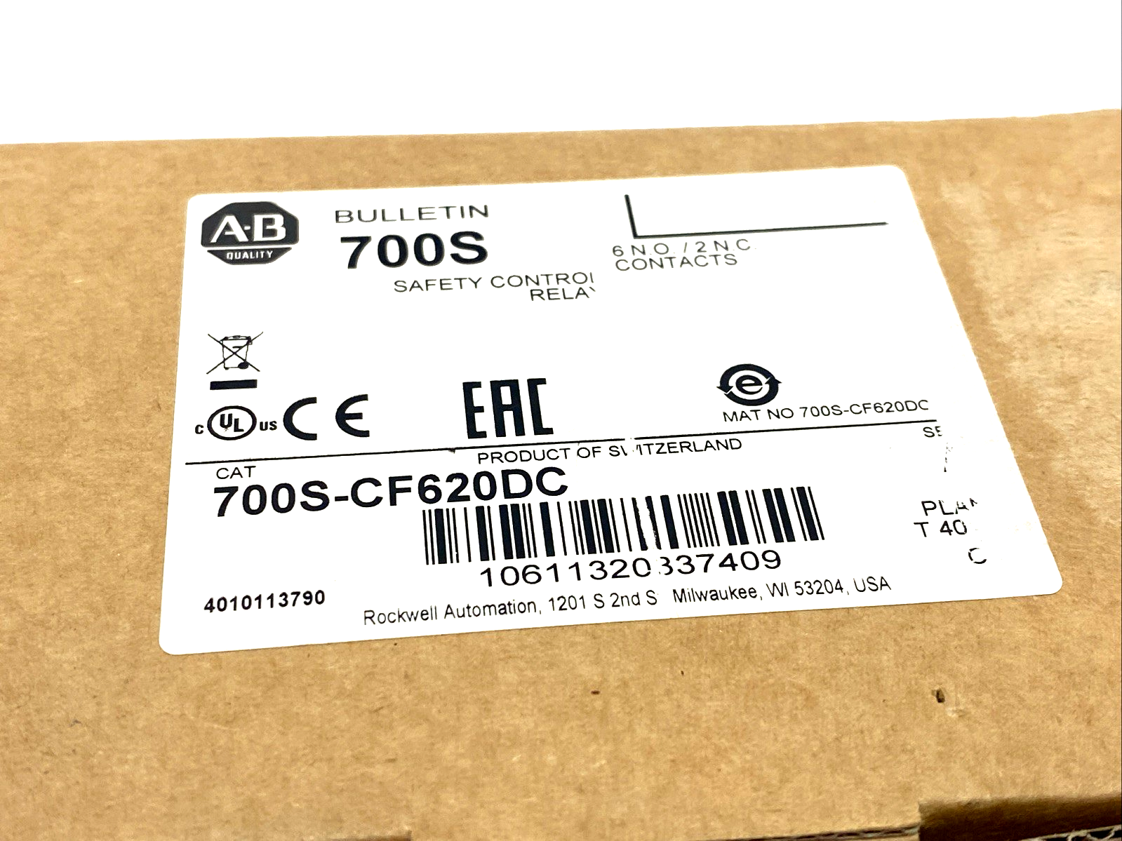 Allen Bradley 700S-CF620DC Ser. A Industrial Safety Control Relay 120VAC 3NO 1NC - Maverick Industrial Sales