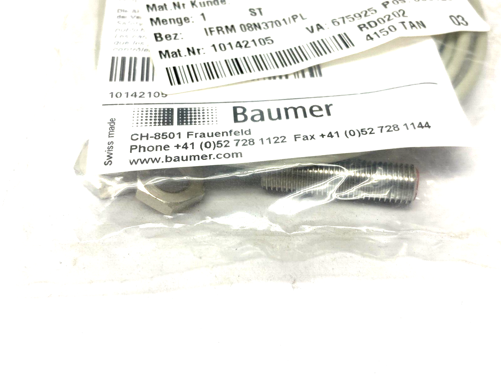 Baumer IFRM 08N3701/PL Inductive Proximity Switch Sensor 10142105 - Maverick Industrial Sales