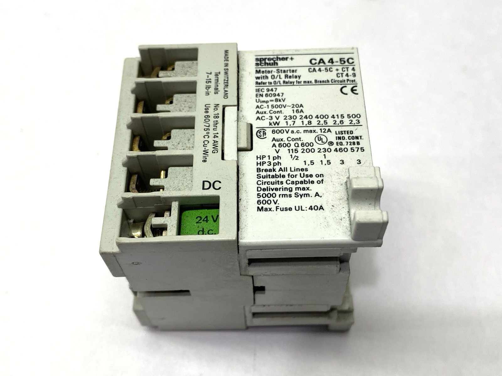 CA4-5C-01-24D | Sprecher+Schuh Miniature Contactor 24VDC - Used - Maverick Industrial Sales