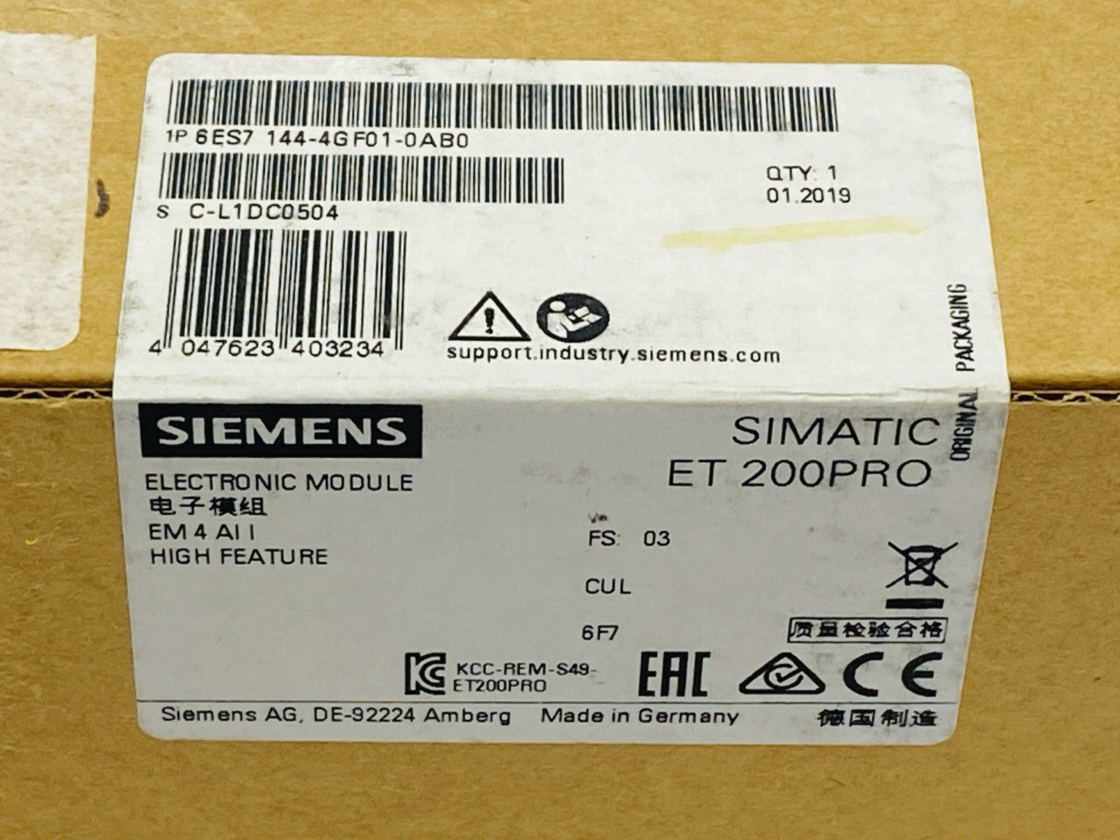 Siemens 6ES7144-4GF01-0AB0 SIMATIC ET 200PRO ELectronic Module - Maverick Industrial Sales