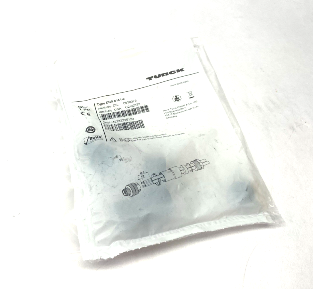 DBS 8141-0 | Turck Field Wireable Connector M12 4-pin Male, U2-02837, 6930073 - New - Maverick Industrial Sales