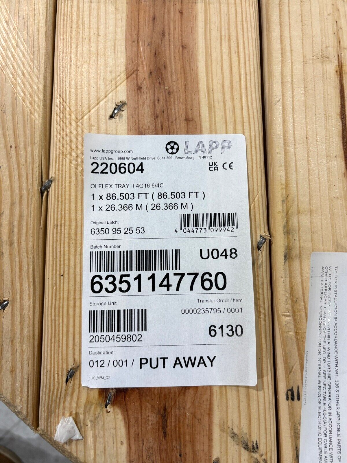 LAPP 220604 Cable OLFLEX TRAY II 4G16 6/4C 86 FT 4C 6 AWG Black - Maverick Industrial Sales