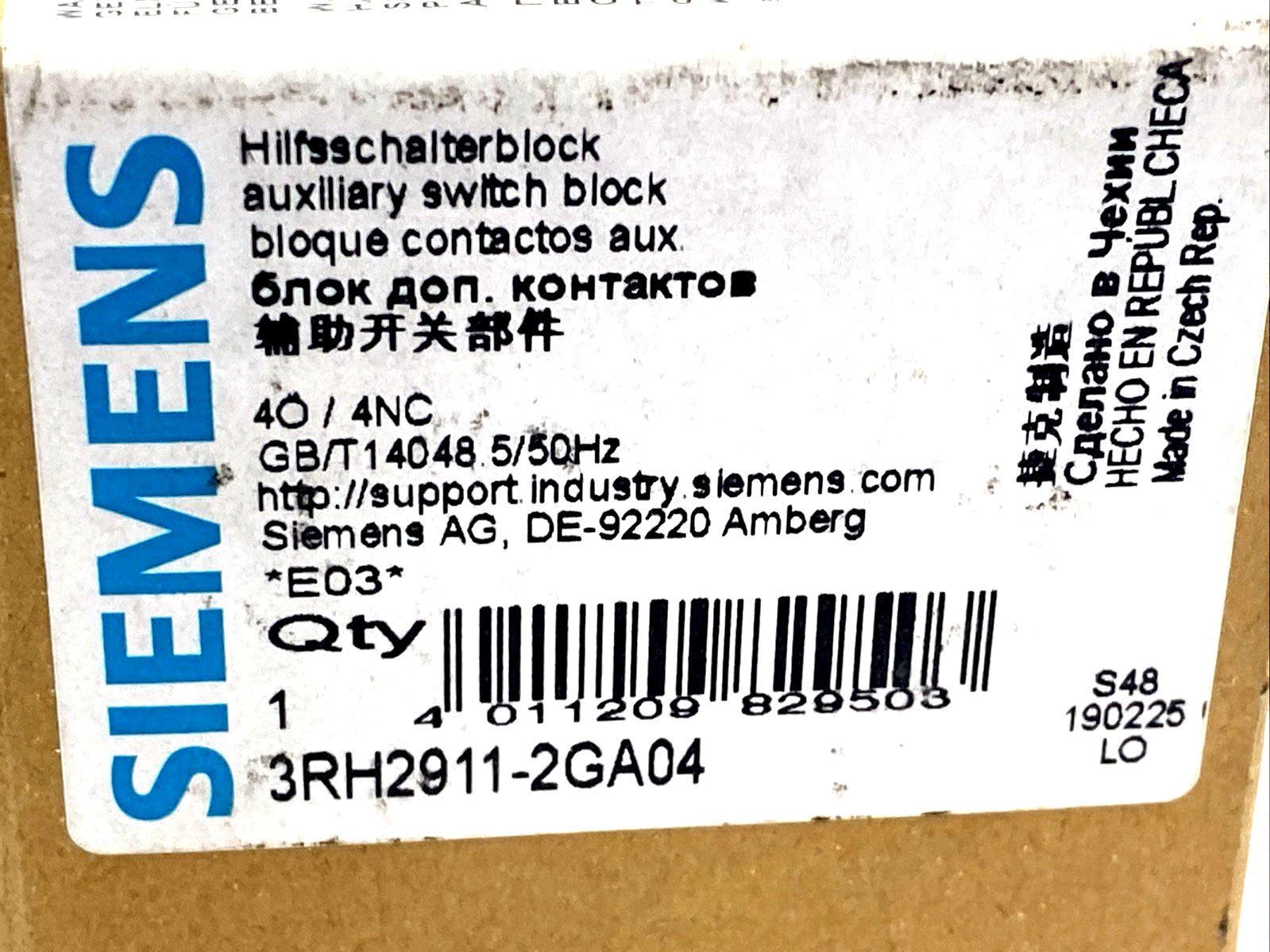 Siemens 3RH2911-2GA04 Auxiliary Switch Block - Maverick Industrial Sales