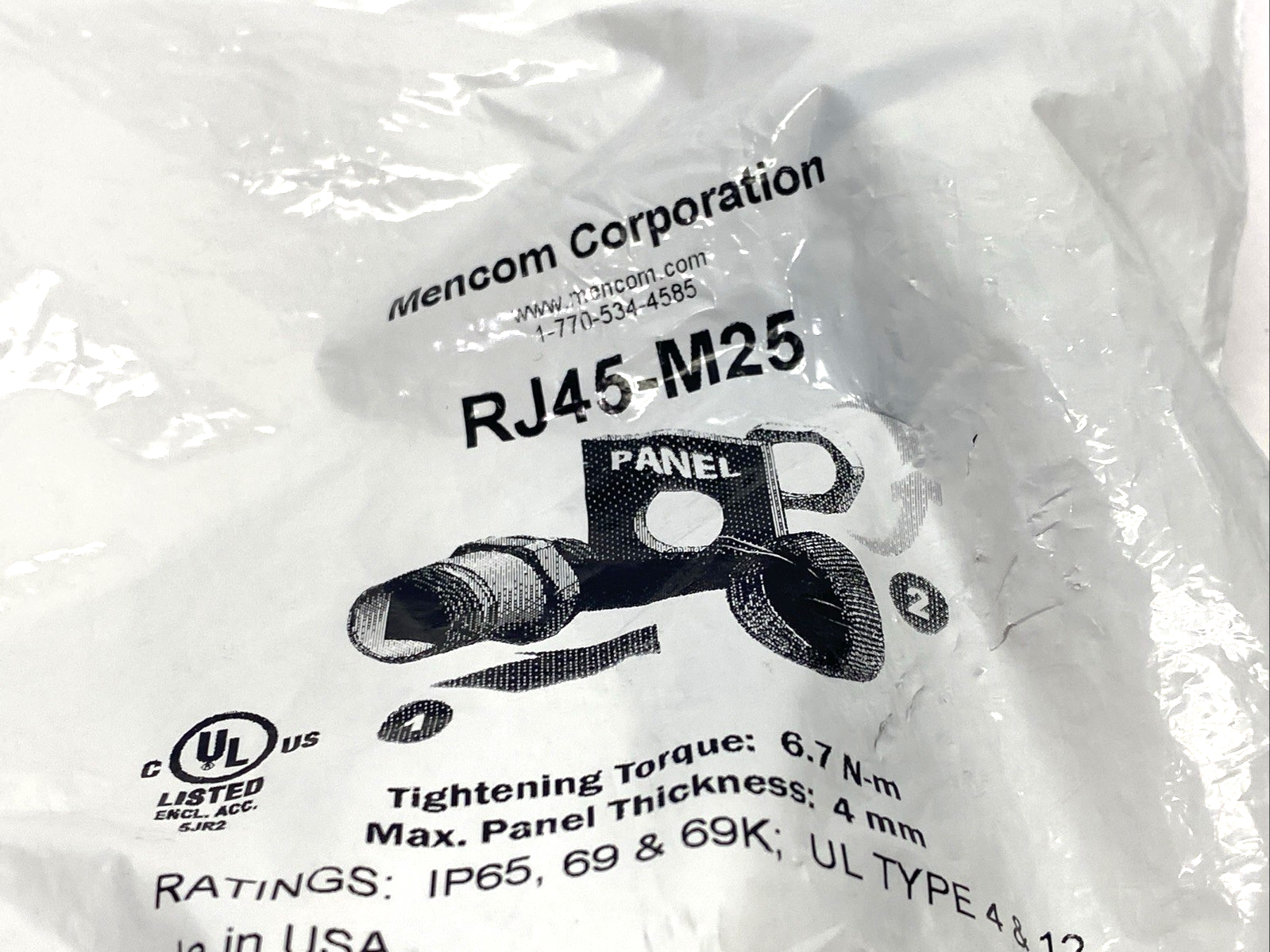 RJ45-M25 | Mencom Panel Interface Connector RJ45, M25 Mounting - New - Maverick Industrial Sales
