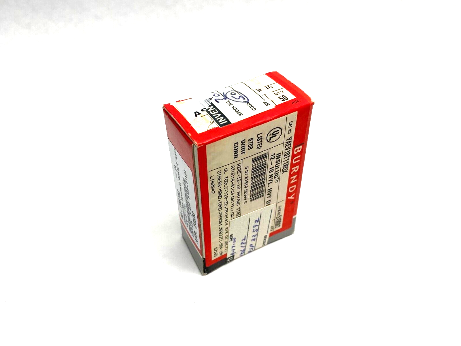 Burndy YAEV10T11BOX Insulug Hylug Heavy Duty Nylon Ring Terminal 10-12 BOX OF 50 - Maverick Industrial Sales