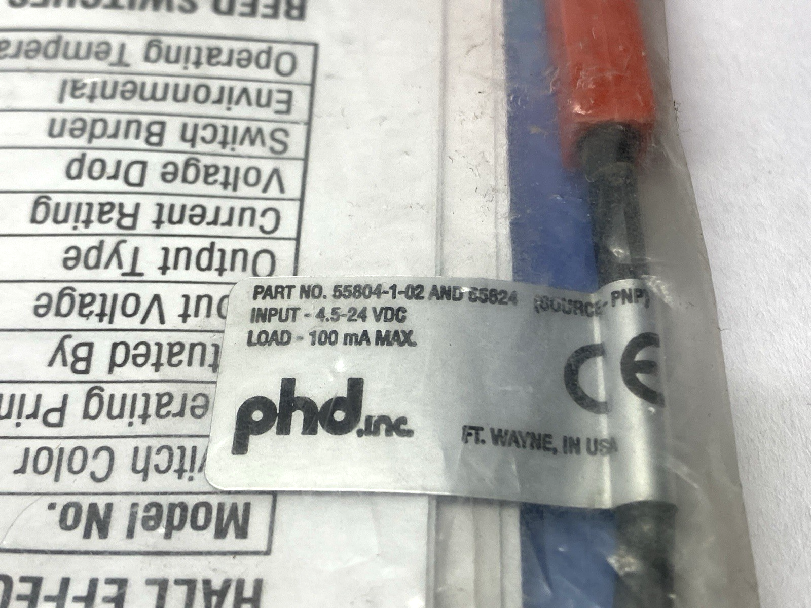PHD 55824-1 Proximity Switch 3-Pin M8 Male Connector - Maverick Industrial Sales