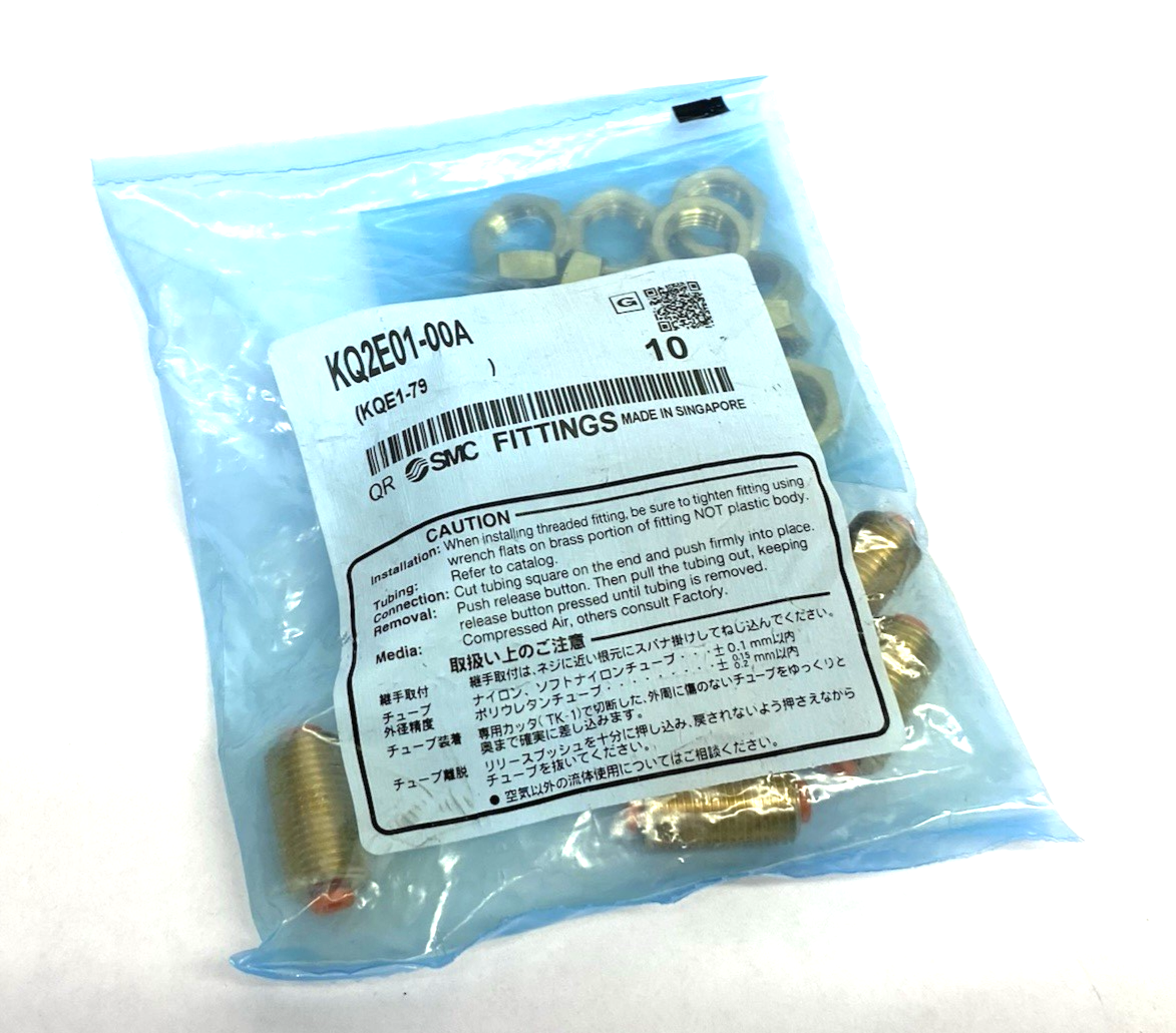 KQ2E01-00A | SMC Pneumatic Straight Bulkhead Union Connector Fitting 10-PACK - New - Maverick Industrial Sales
