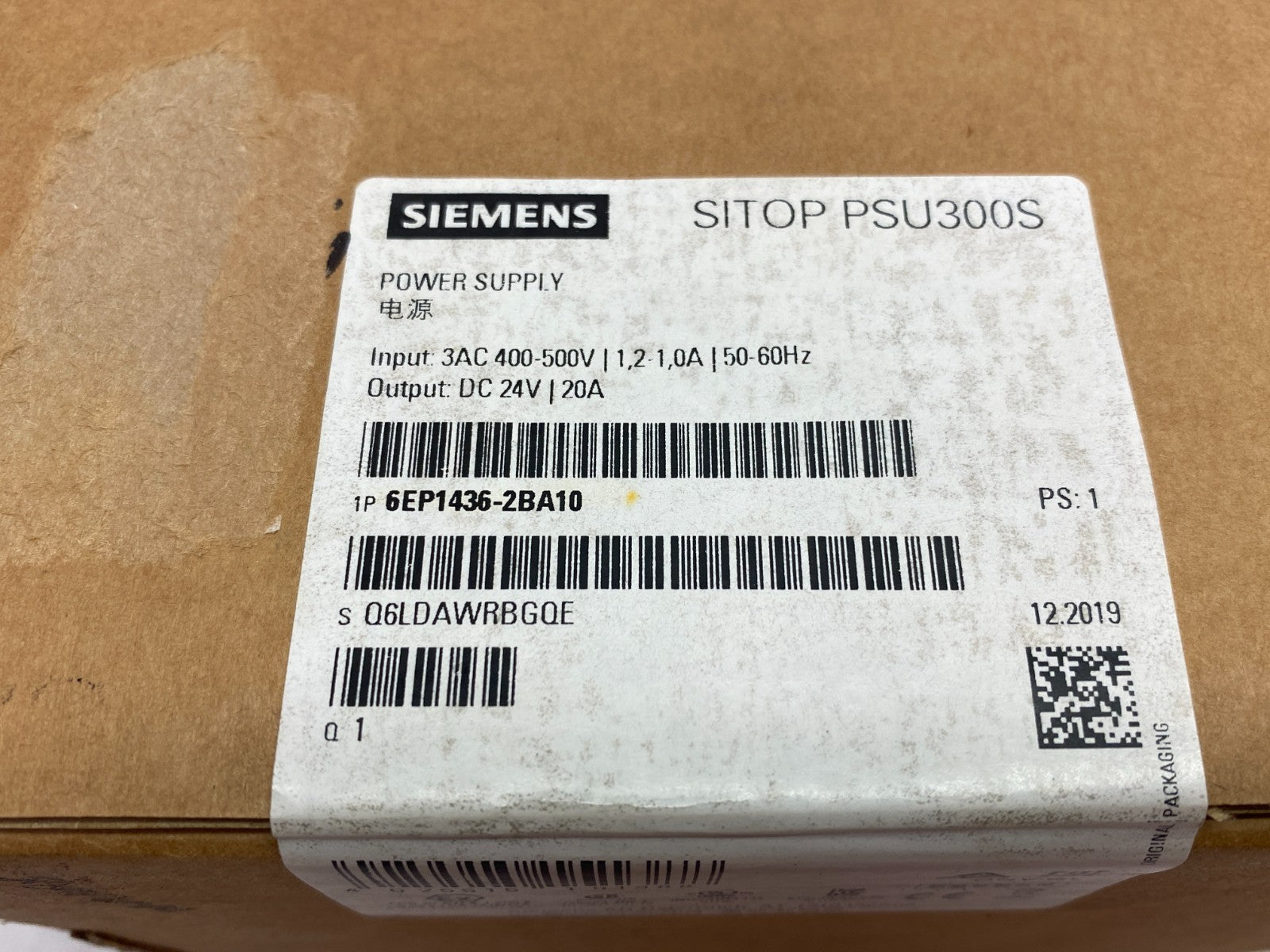 Siemens 6EP1436-2BA10 SITOP PSU300S Stabilized Power Supply, 20A - Maverick Industrial Sales