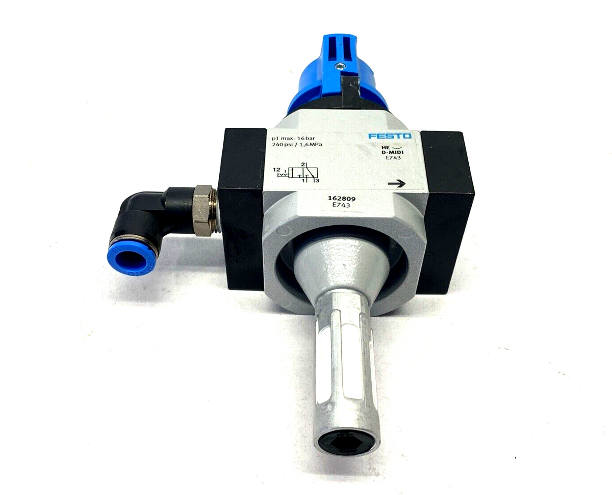 HE-3/8-D-MIDI, 162809 | Festo HE-3/8-D-MIDI Pneumatic On/Off Valve 162809 - Used - Maverick Industrial Sales