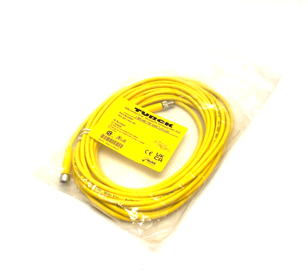 Turck PKG 3M-7-PSG 3M Picofast Double Ended Cordset M8 3-Pin M to F, U-33409 - Maverick Industrial Sales