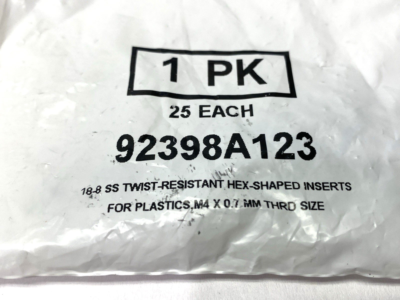 92398A123 Stainless Steel Hex Inserts M4 x 0.7mm PACKAGE OF 25 - Maverick Industrial Sales