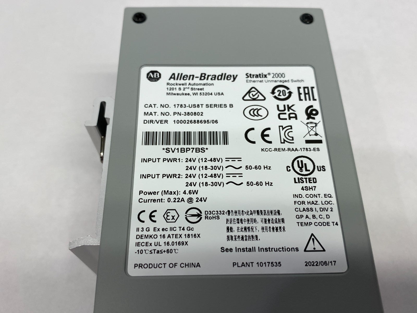1783-US8T | Allen Bradley Ser. B Stratix 2000 Unmanaged Ethernet Switch 8-Port - New – Open box - Maverick Industrial Sales