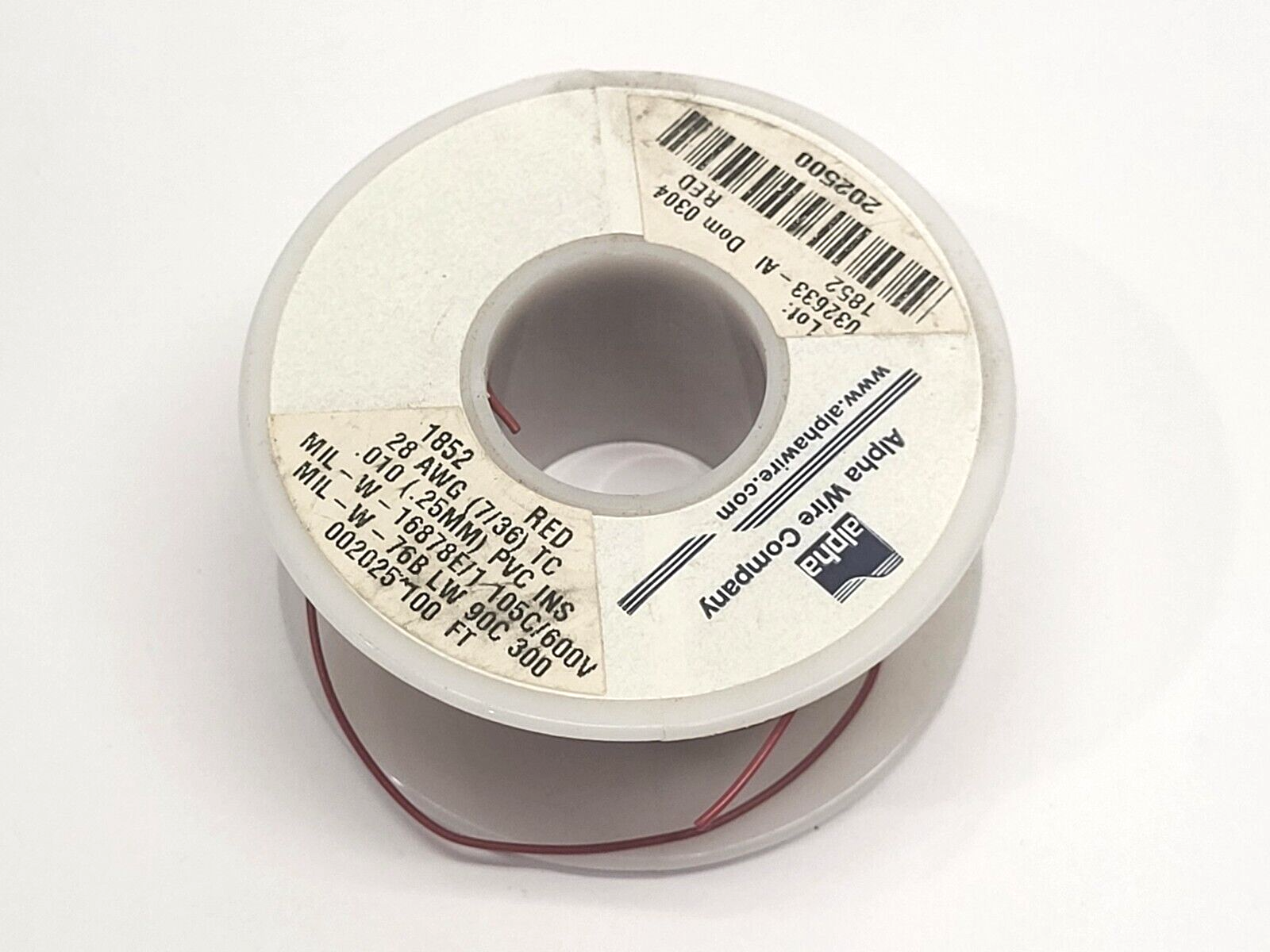 Alpha Wire 1852 RD001 Hook-Up Wire Red 1.5oz Spool - Maverick Industrial Sales