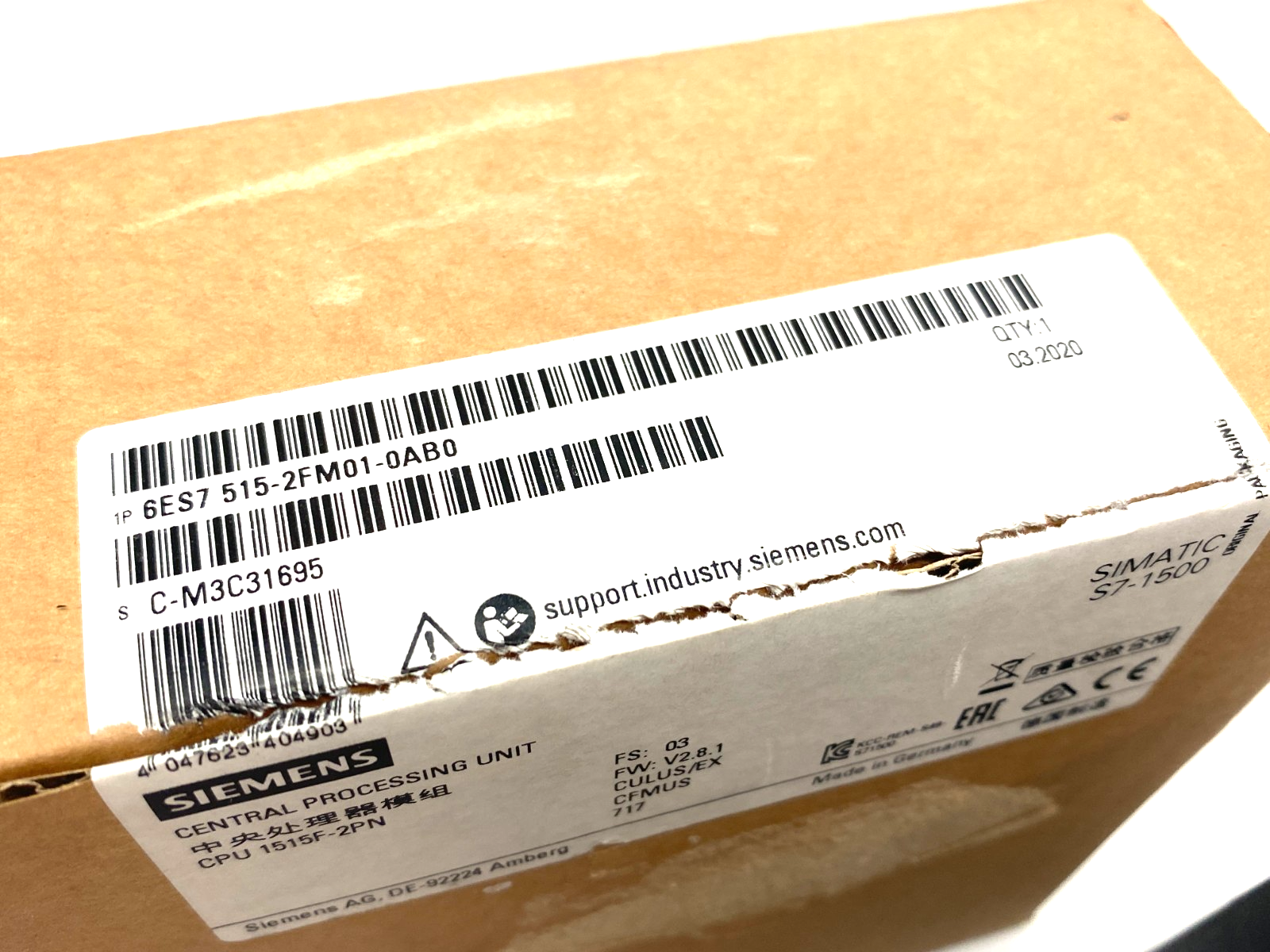 Siemens 6ES7 515-2FM01-0AB0 SIMATIC S7-1500F CPU Unit 1515F-2 PN, 750kB 3Mb - Maverick Industrial Sales