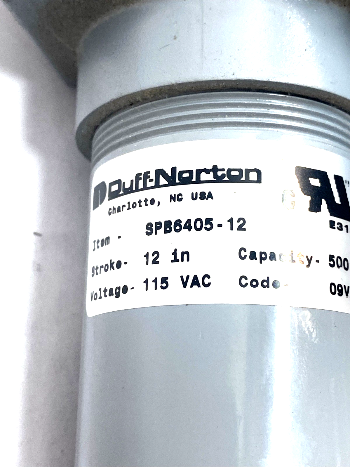 Duff-Norton SPB6405-12 Linear Actuator 12" Stroke 500lb 115VAC - Maverick Industrial Sales