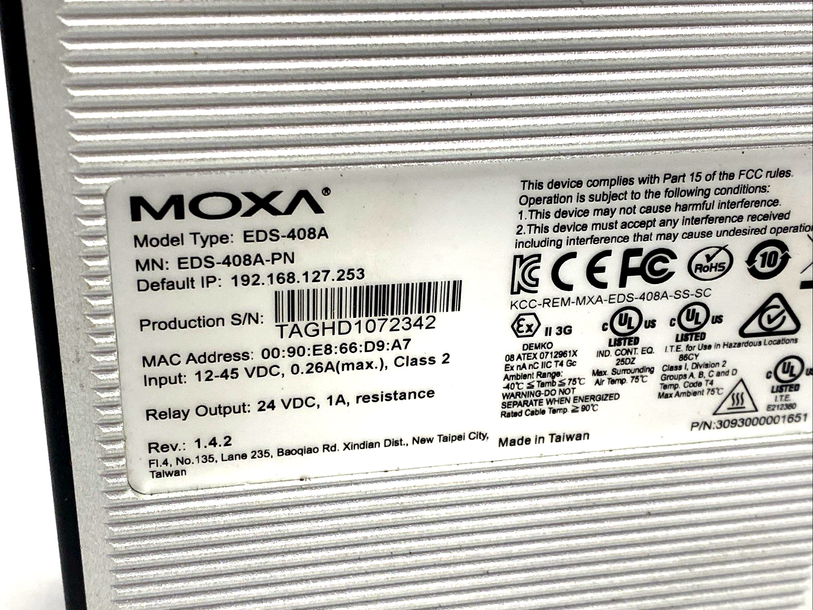 EDS-408A | Moxa 8-Port Managed Ethernet Switch -PN - Used - Maverick Industrial Sales