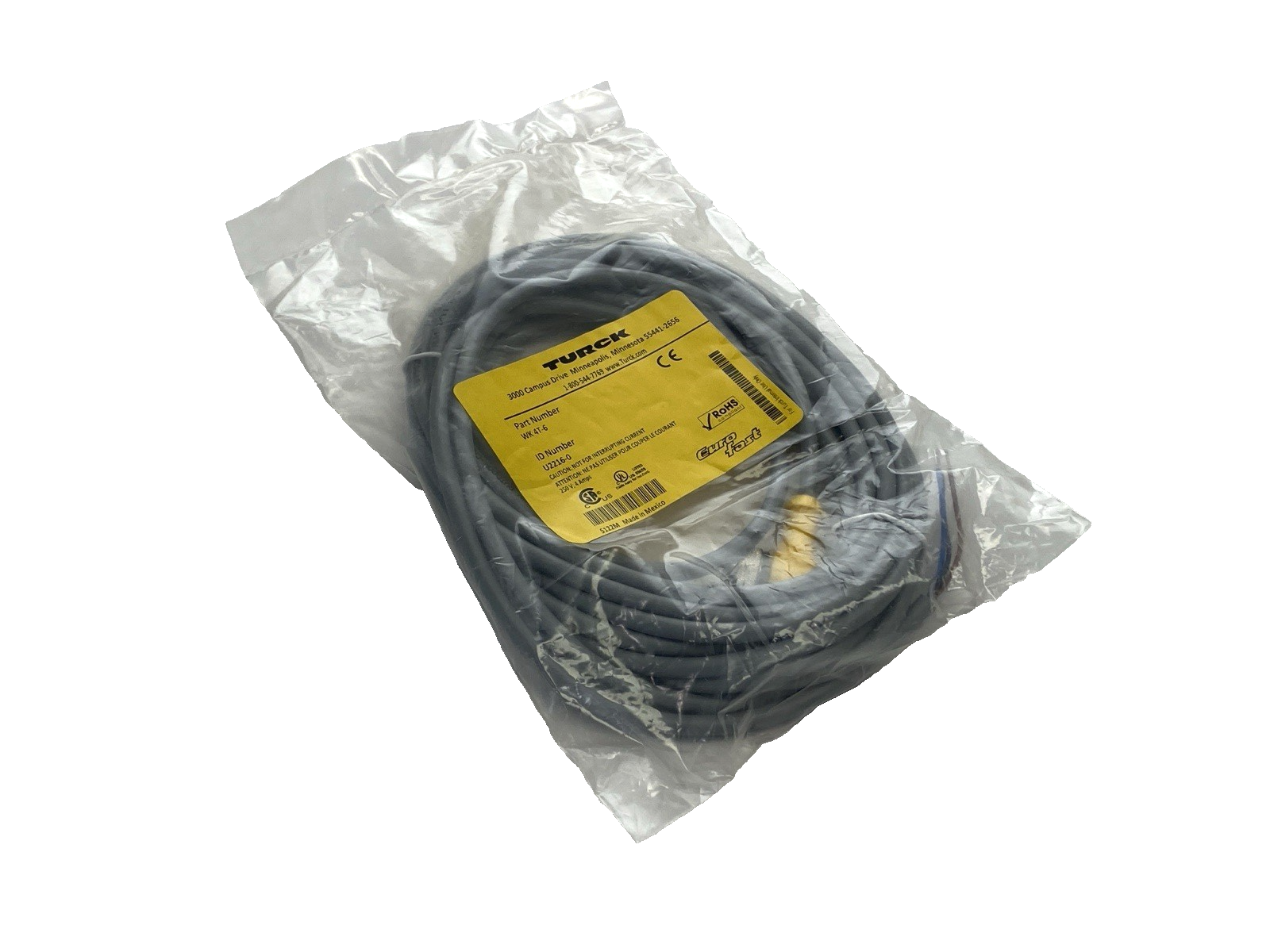 Turck WK 4T-6 Single-Ended Cordset Right-Angle Female Connector M12 U2216-0 - Maverick Industrial Sales