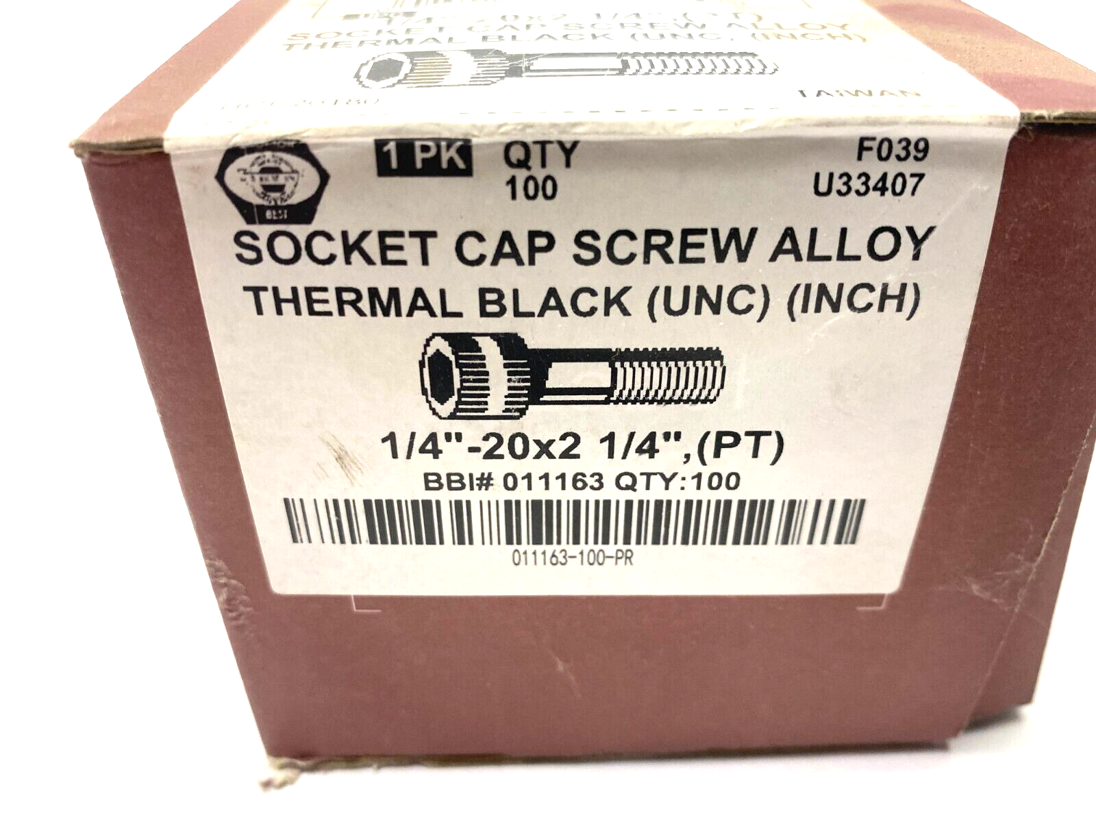 Brighton 011163 Thermal Black Alloy Socket Cap Screw 1/4"-20x2-1/4" BOX OF 100 - Maverick Industrial Sales