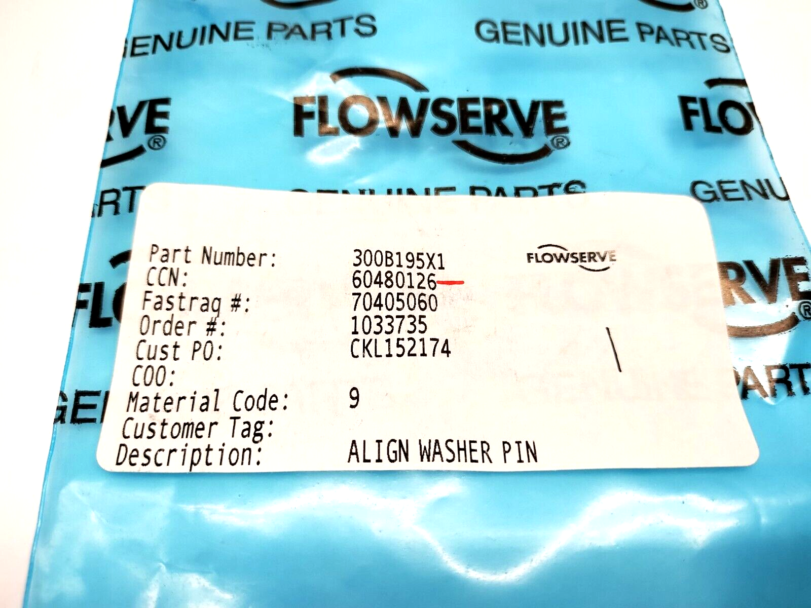 300B195X1,60480126 | Flowserve 300B195X1 Align Washer Pin 60480126 - New - Maverick Industrial Sales