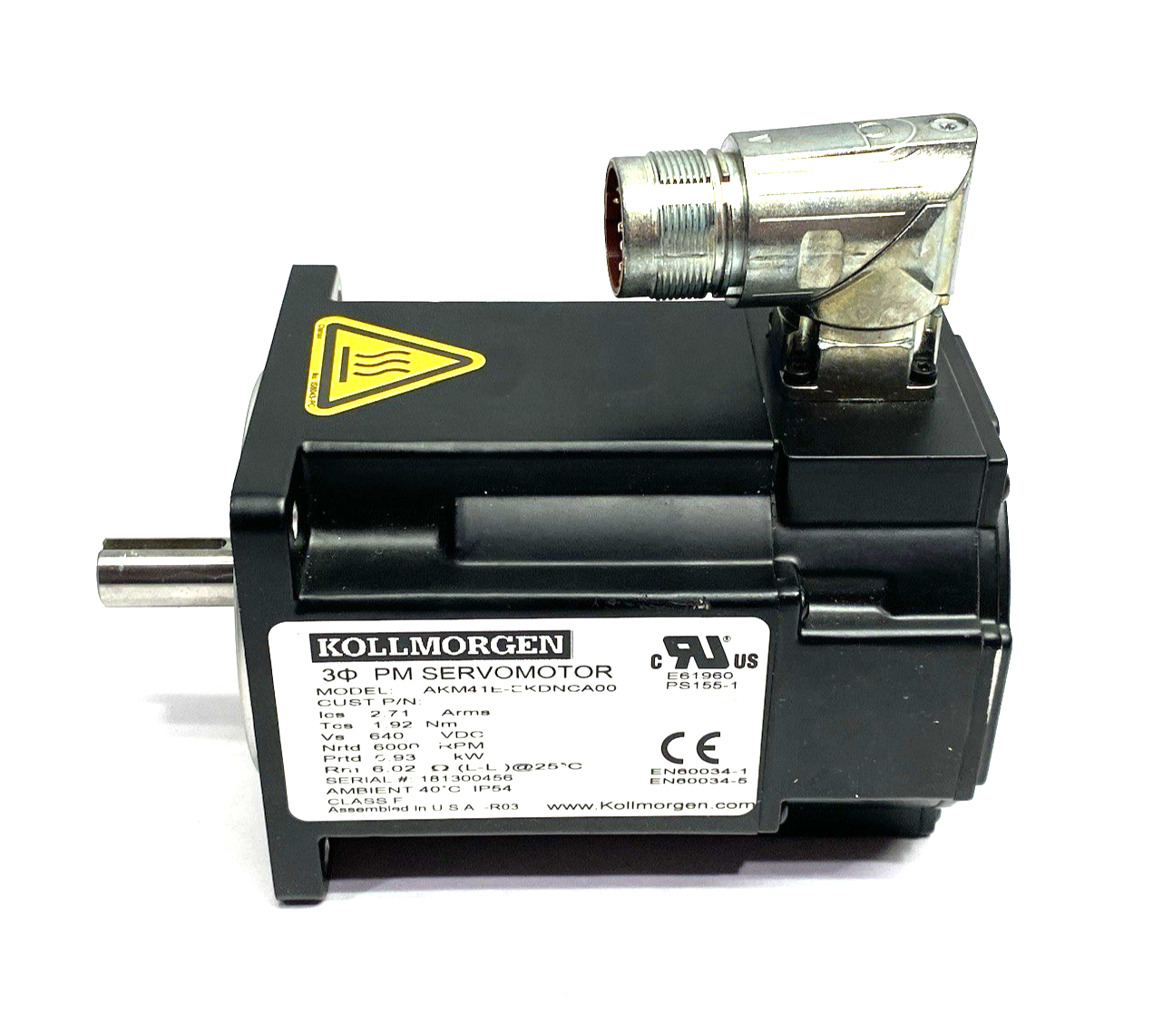 AKM41E-EKDNCA00 | Kollmorgen 3-Phase PM Servomotor 2.71 Arms, 6000rpm - New – Open box - Maverick Industrial Sales