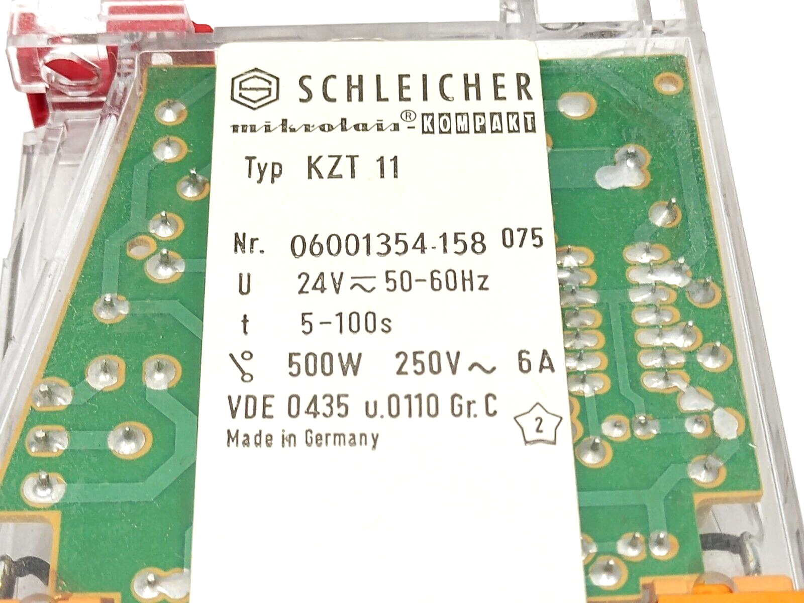 Schleicher KZT 11 Time Relay 24V 500W 6A 5s - 100s - Maverick Industrial Sales