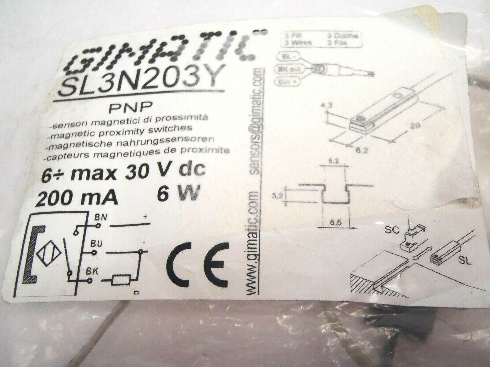 Gimatic SL3N203Y Sensor M8 Snap Plug Connector - Maverick Industrial Sales