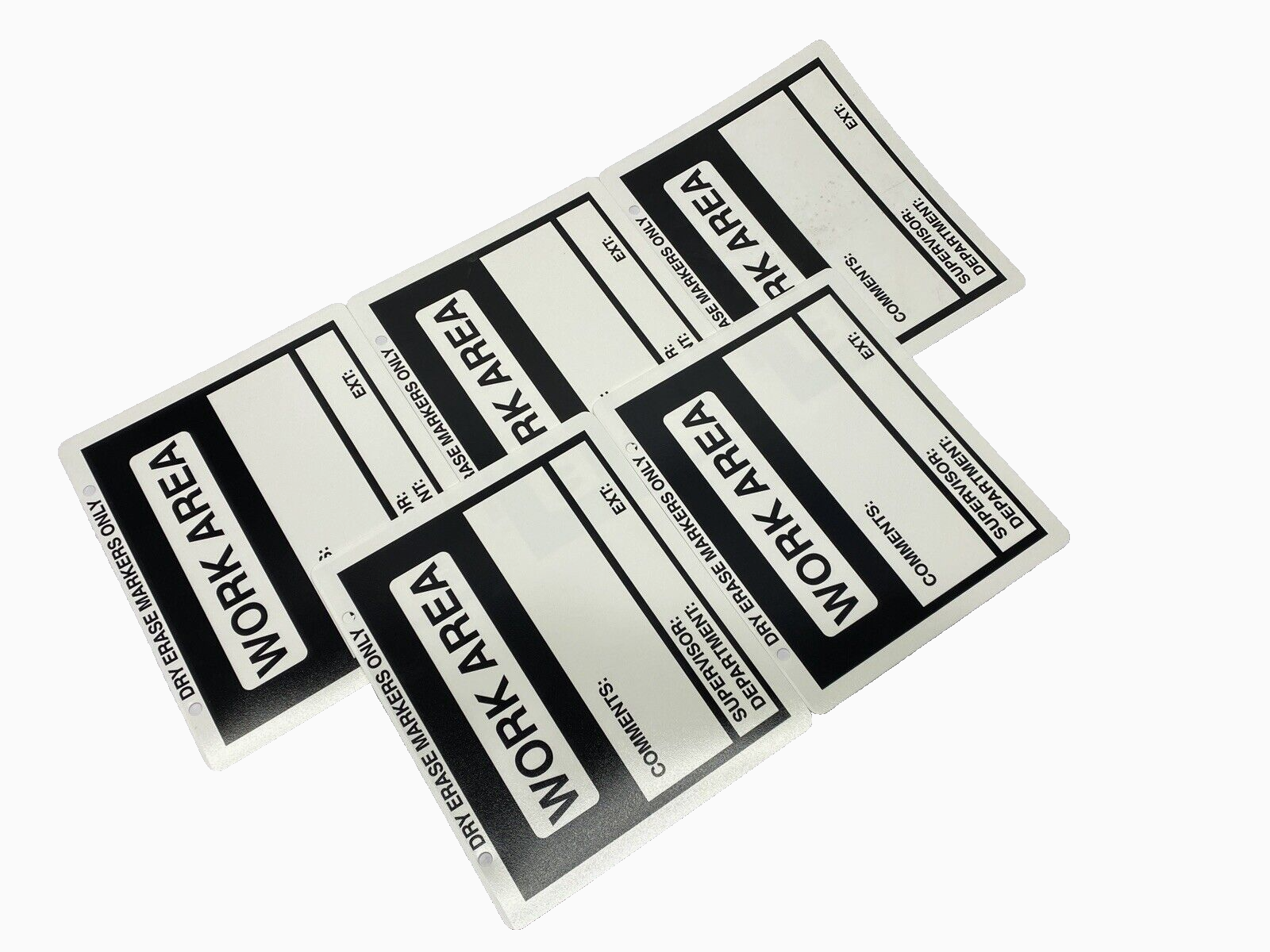 Dry Erase WORK AREA Sign 12"x10" Inch x .035" Poly White OSHA LOT OF 5 - Maverick Industrial Sales
